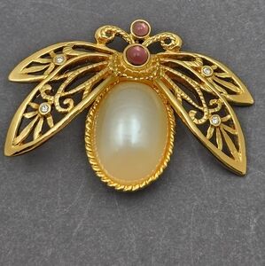 Avon Gold and Pearl Insect Brooch